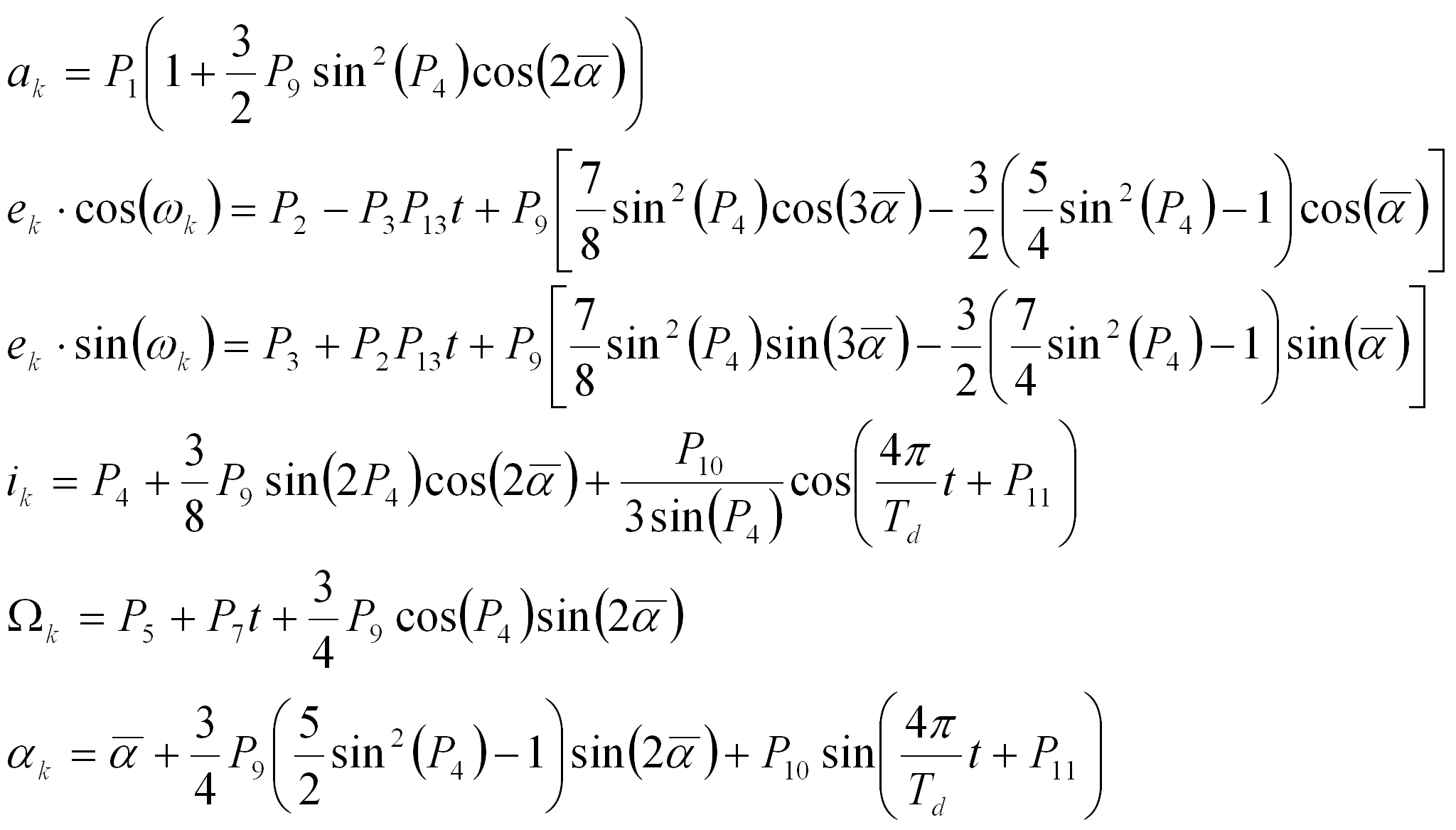 Defining equations for model